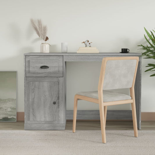 Bureau Met Lade 115X50X75 Cm Bewerkt Hout Eiken