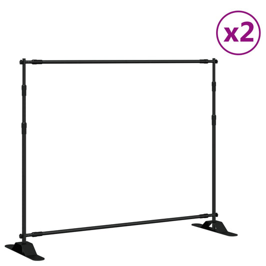 Achtergrondstandaards 2 St 254X243 Cm Staal Zwart