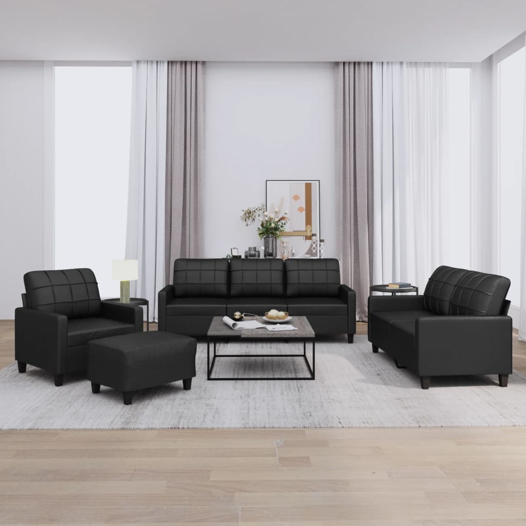 4-Delige Loungeset Met Kussens Kunstleer Kleurig
