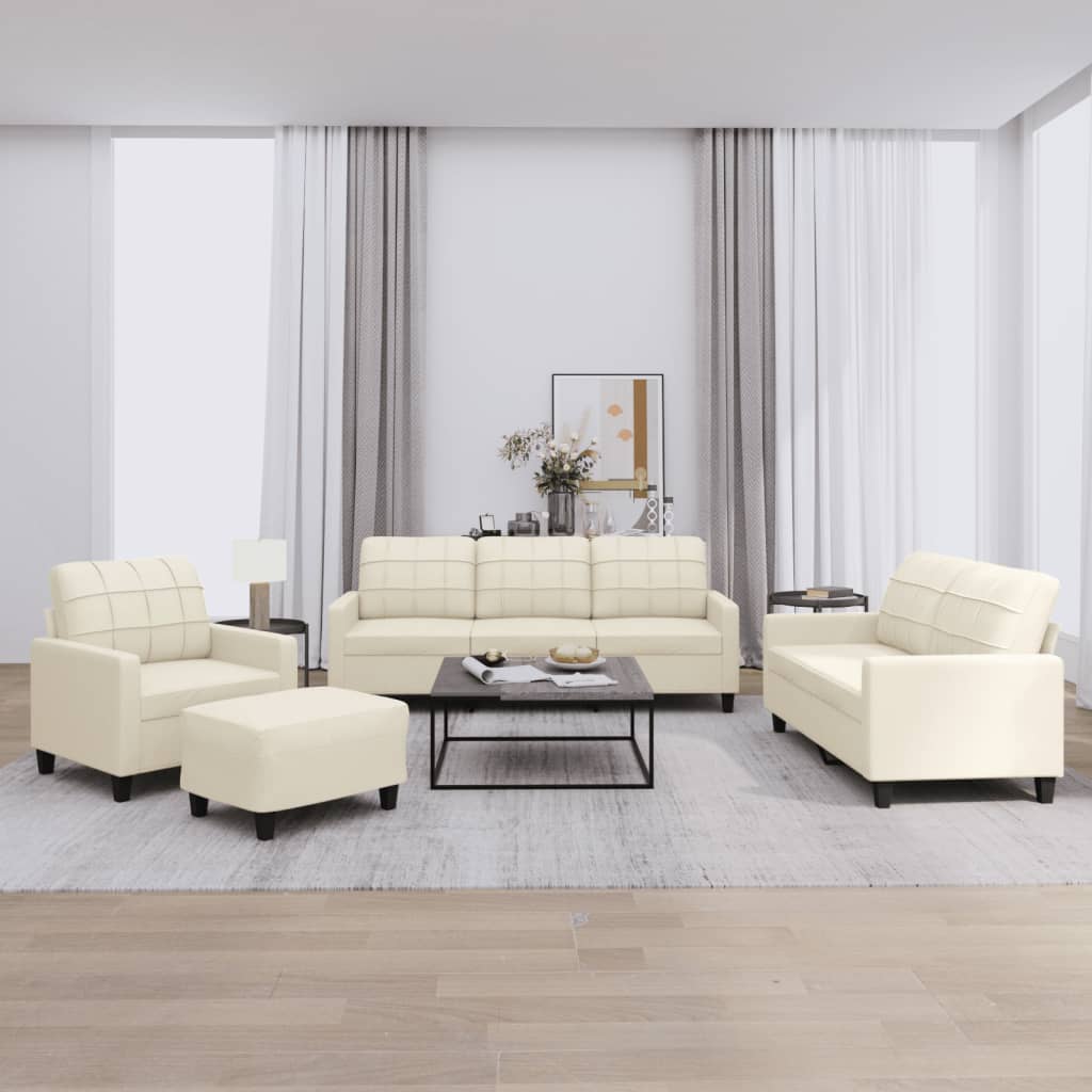 4-Delige Loungeset Met Kussens Kunstleer Kleurig