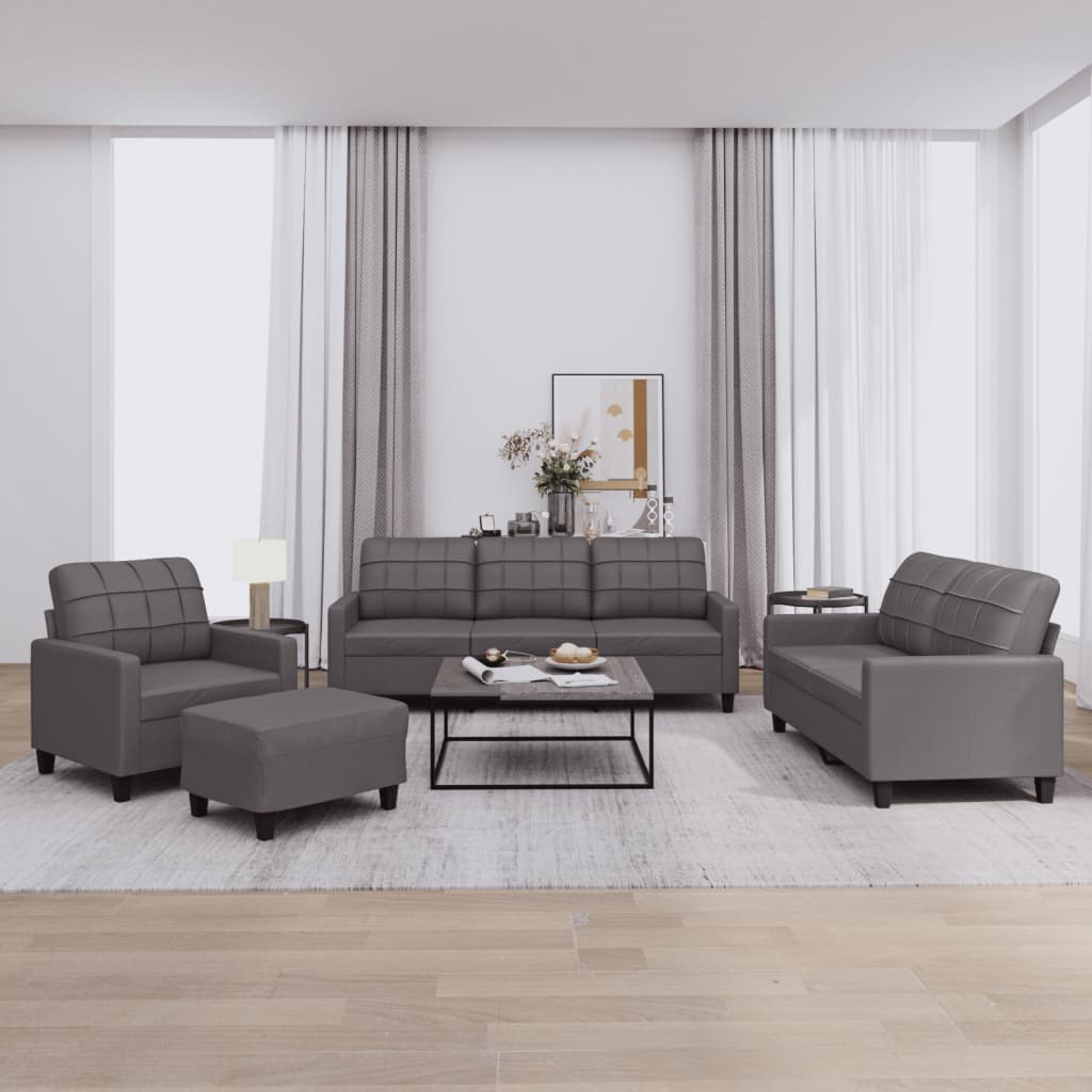 4-Delige Loungeset Met Kussens Kunstleer Kleurig