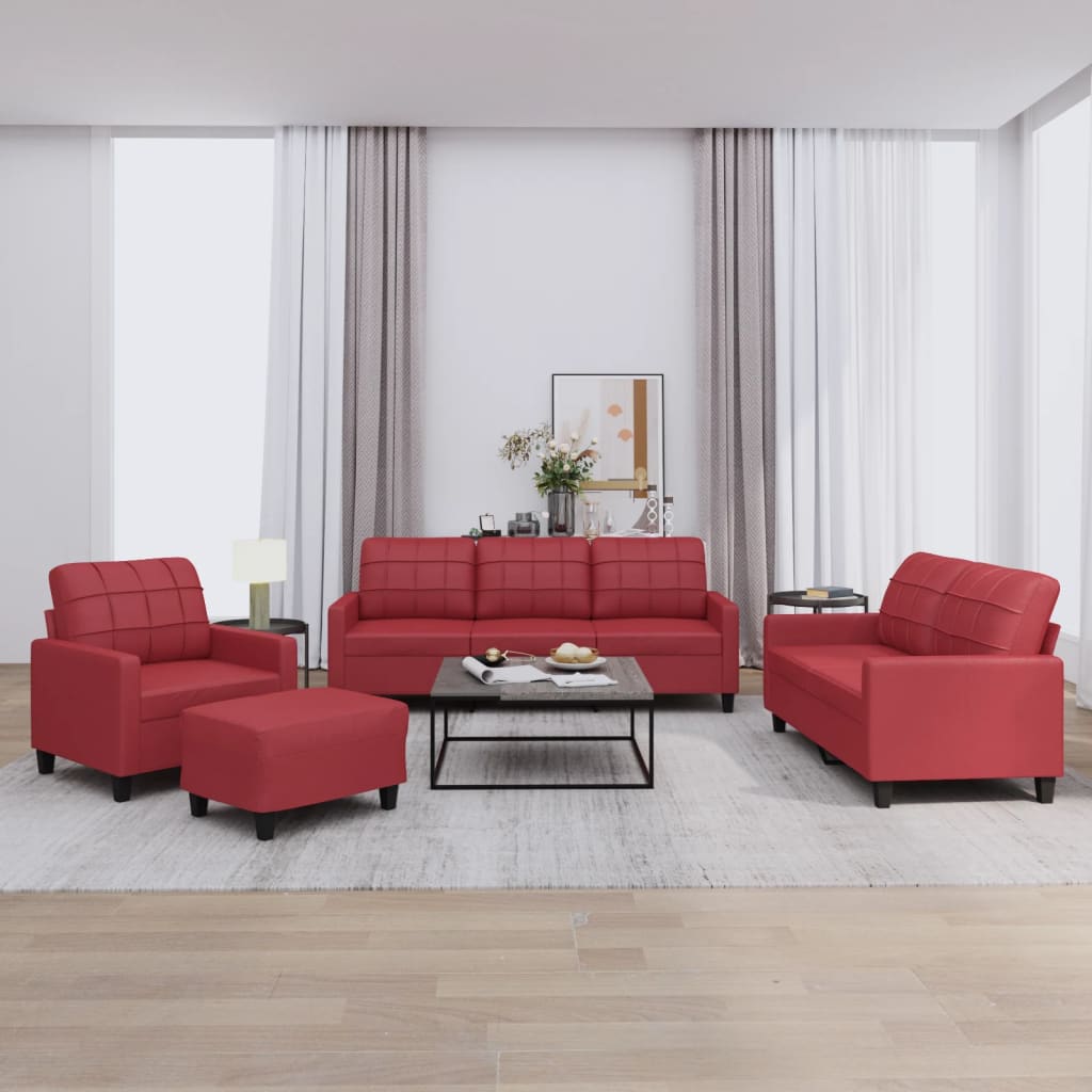 4-Delige Loungeset Met Kussens Kunstleer Kleurig