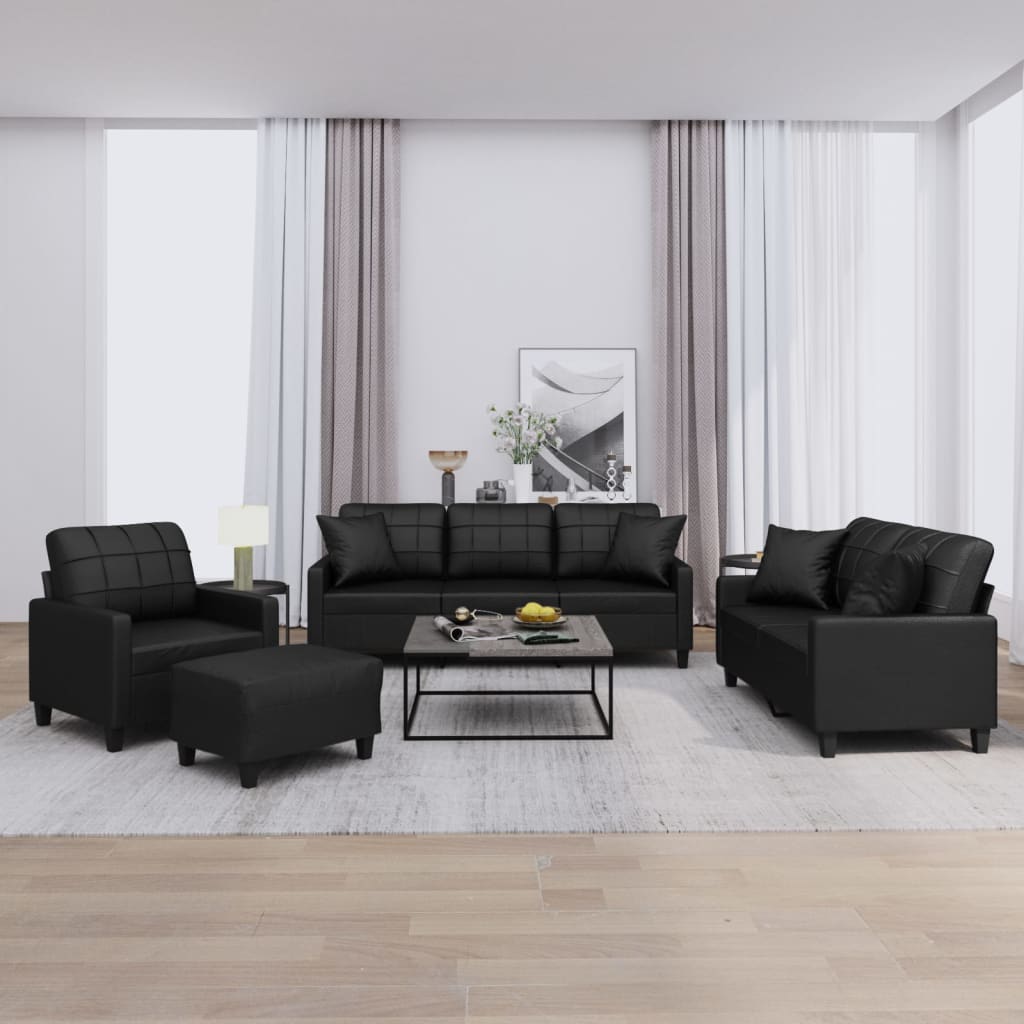 4-Delige Loungeset Met Kussens Kunstleer Kleurig