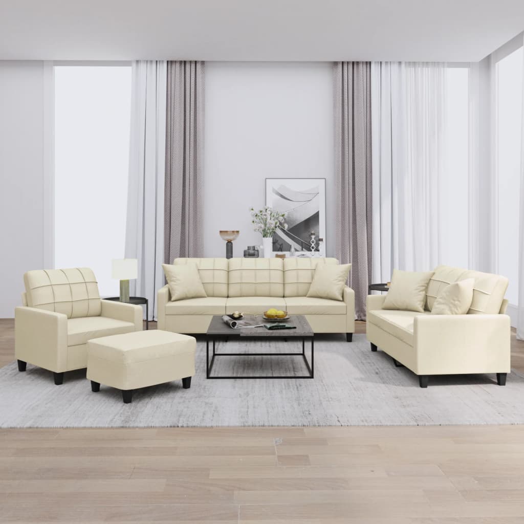 4-Delige Loungeset Met Kussens Kunstleer Kleurig