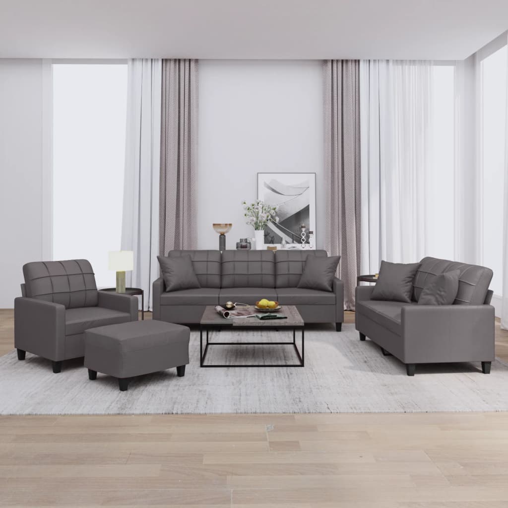 4-Delige Loungeset Met Kussens Kunstleer Kleurig