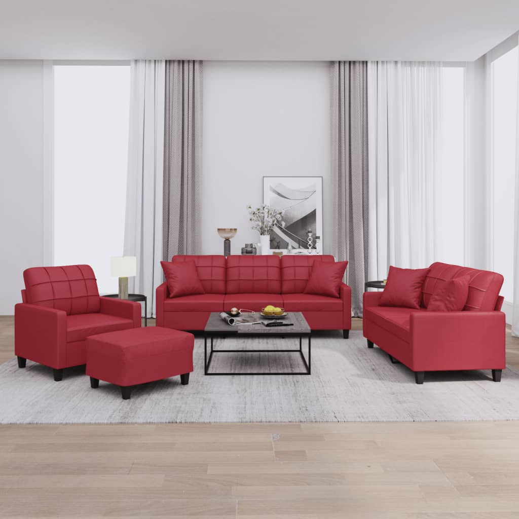 4-Delige Loungeset Met Kussens Kunstleer Kleurig