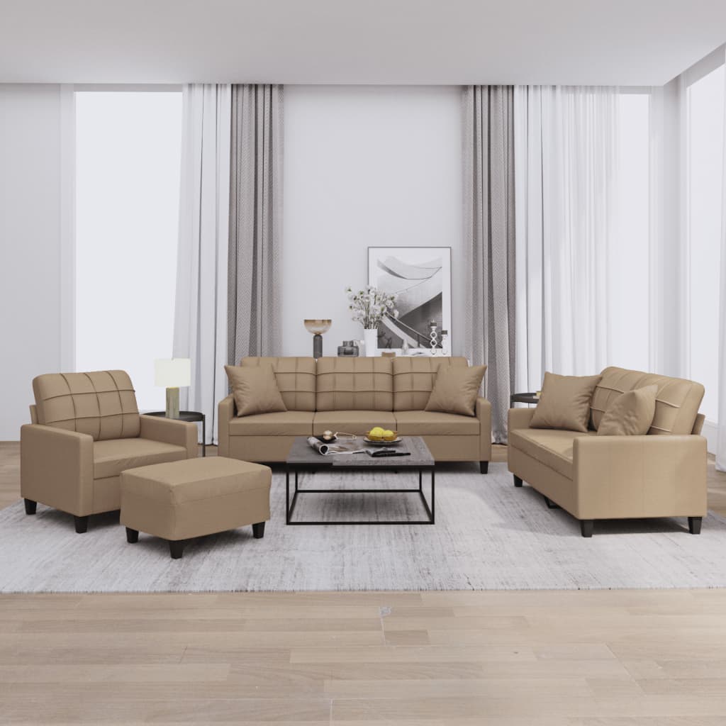4-Delige Loungeset Met Kussens Kunstleer Kleurig