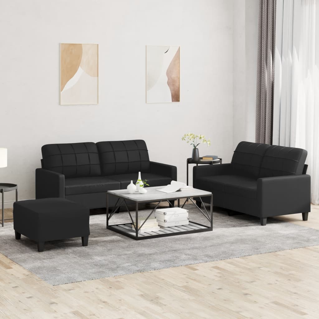 3-Delige Loungeset Met Kussens Kunstleer Kleurig