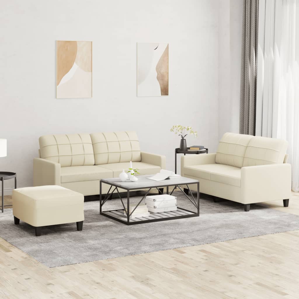 3-Delige Loungeset Met Kussens Kunstleer Kleurig