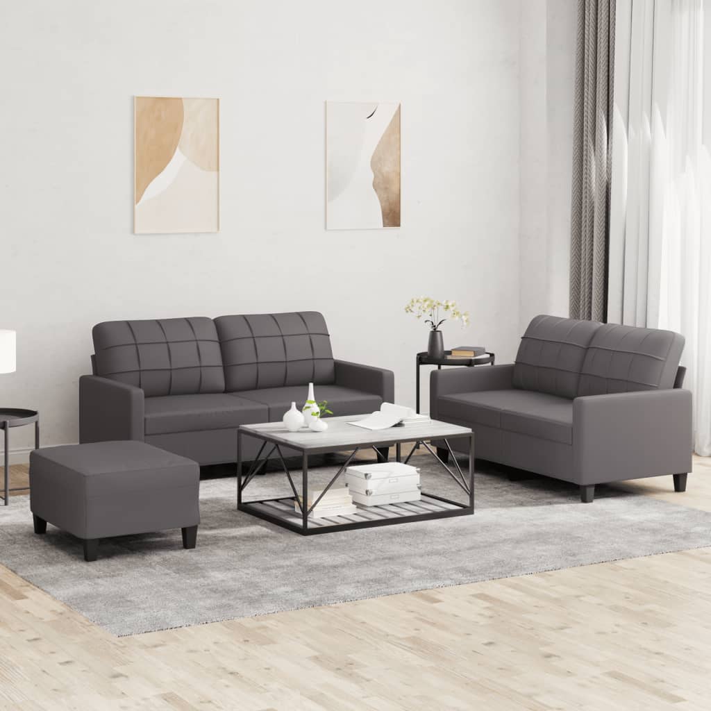 3-Delige Loungeset Met Kussens Kunstleer Kleurig