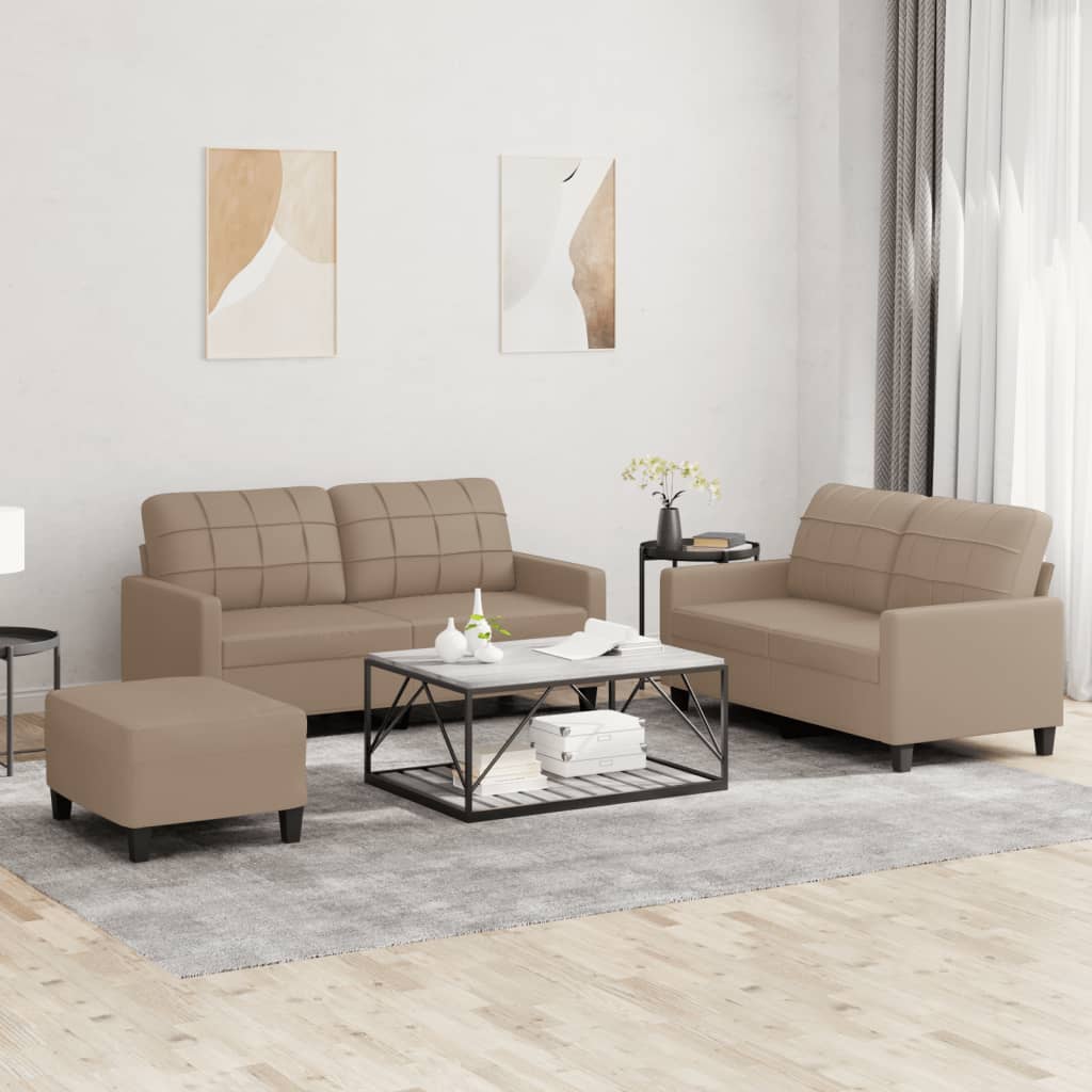 3-Delige Loungeset Met Kussens Kunstleer Kleurig