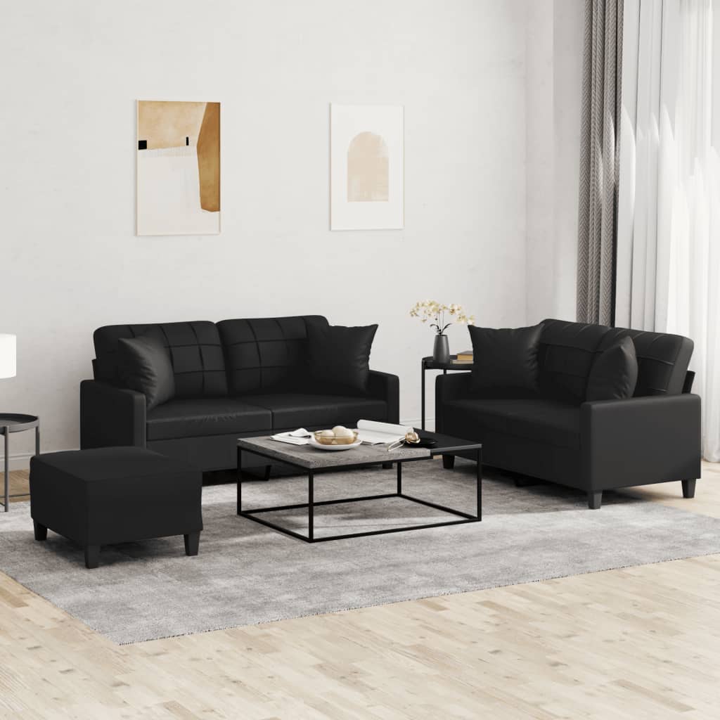 3-Delige Loungeset Met Kussens Kunstleer Kleurig