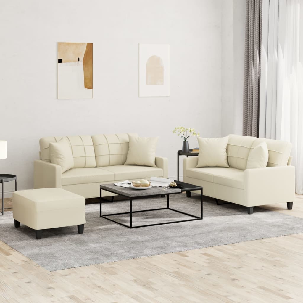 3-Delige Loungeset Met Kussens Kunstleer Kleurig