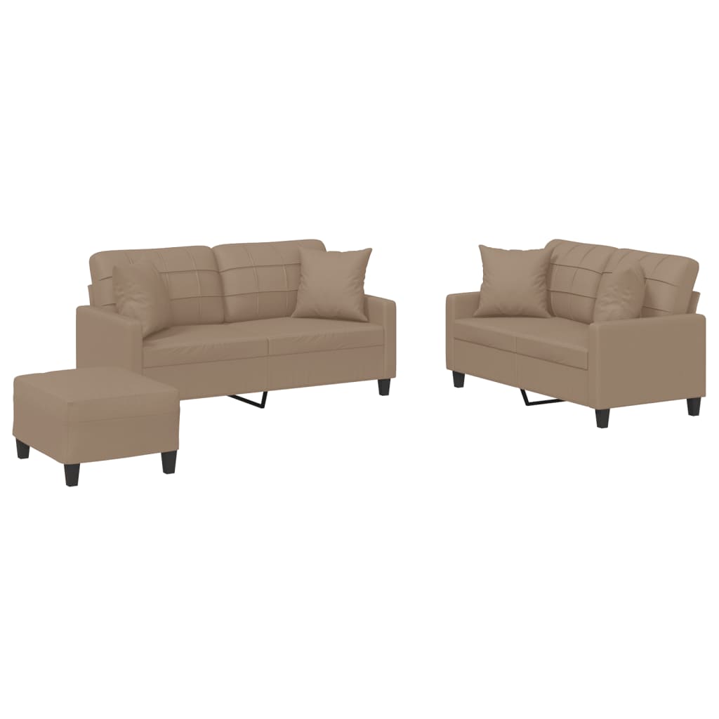 3-Delige Loungeset Met Kussens Kunstleer Kleurig