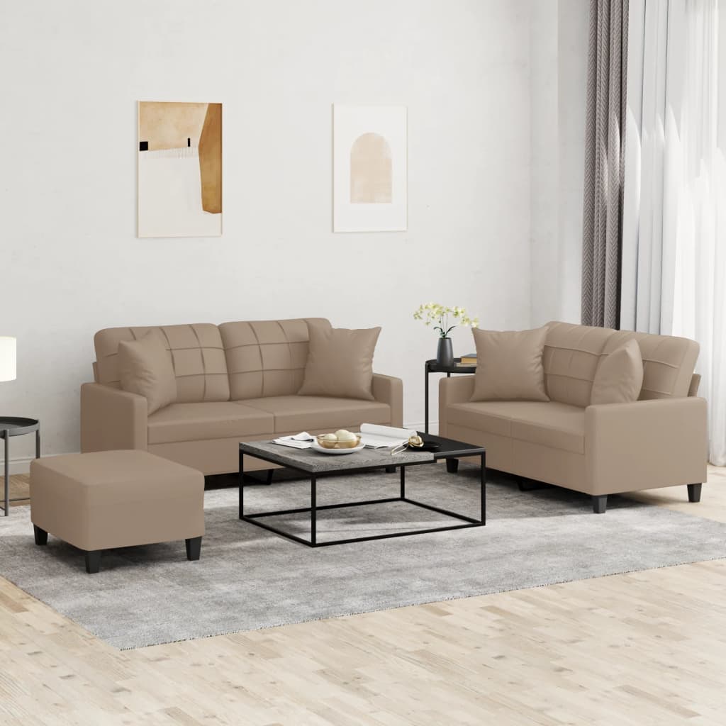 3-Delige Loungeset Met Kussens Kunstleer Kleurig