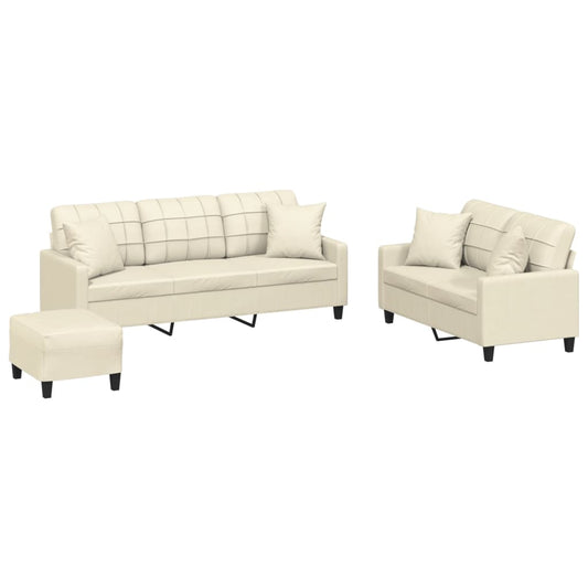 3-Delige Loungeset Met Kussens Kunstleer Kleurig