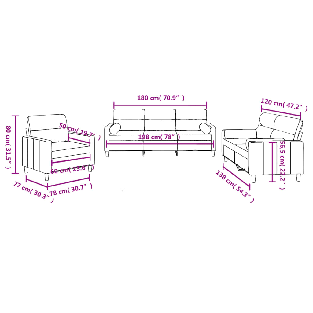 3-Delige Loungeset Stof