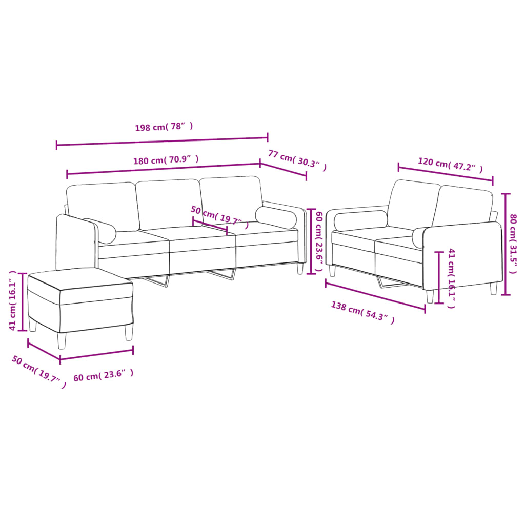 3-Delige Loungeset Met Kussens Fluweel