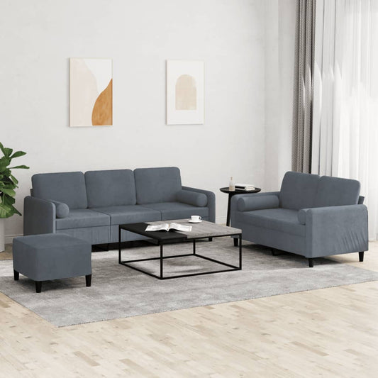 3-Delige Loungeset Met Kussens Fluweel