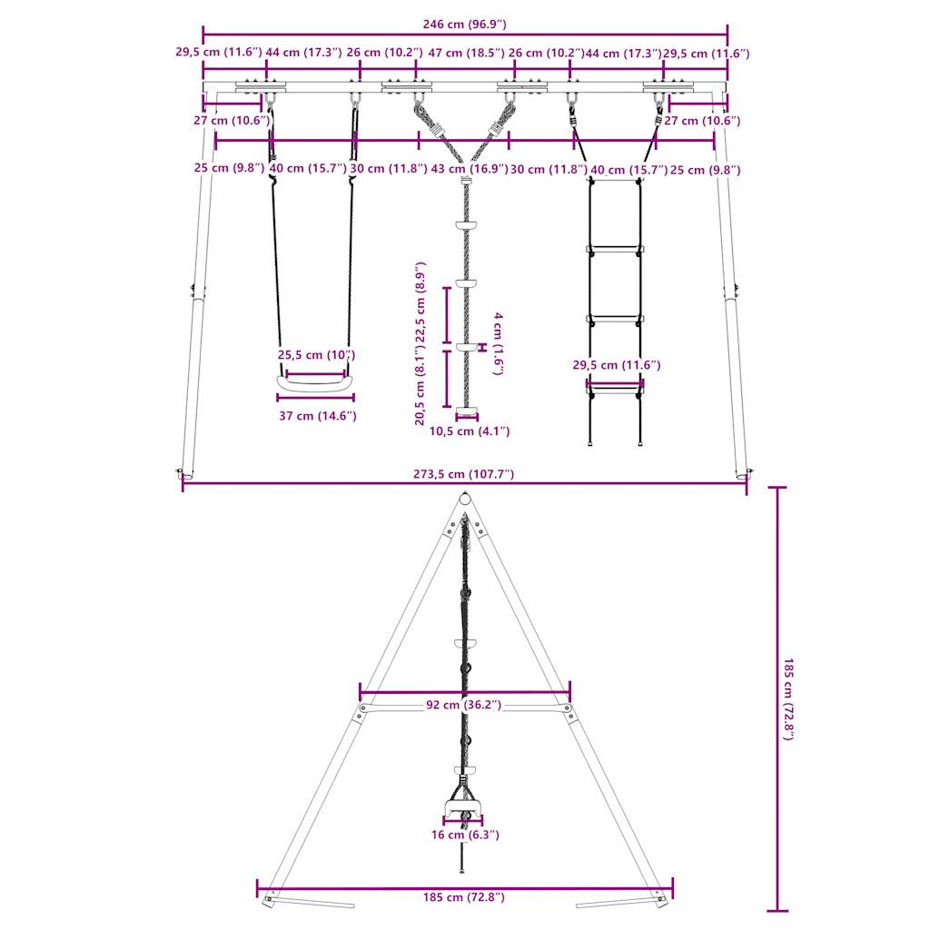 Schommelset Met Schommel, Ladder En Klimtouw Met Schijven