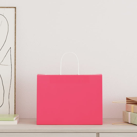 Papieren Kraftzakken Met Hengsels Roze