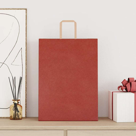 Papieren Kraftzakken Met Hengsels Rood