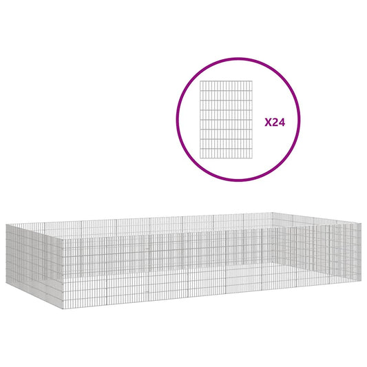Dierenverblijf 24 Panelen Gegalvaniseerd Ijzer