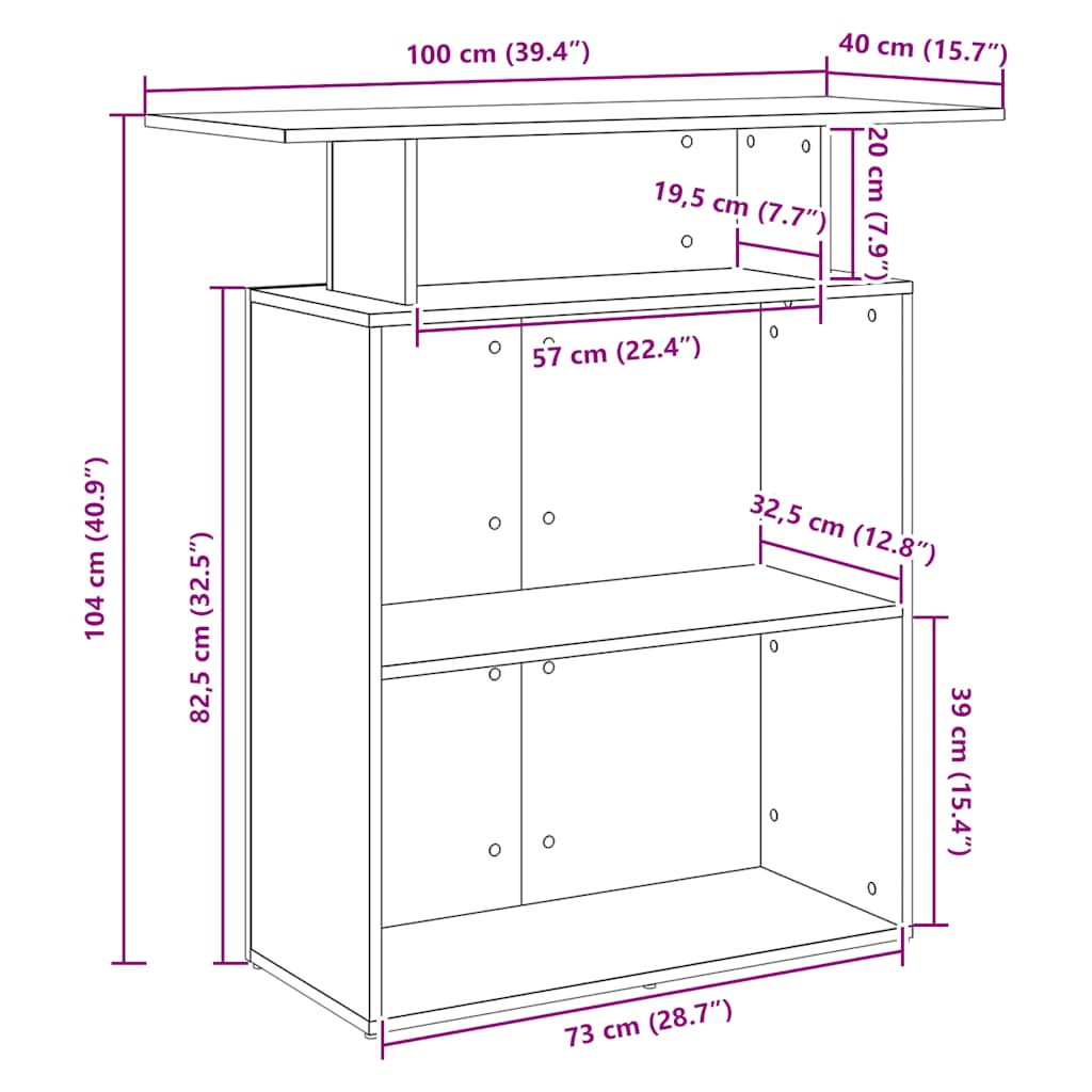 Receptiebalie 100X40X104 Cm Bewerkt Hout